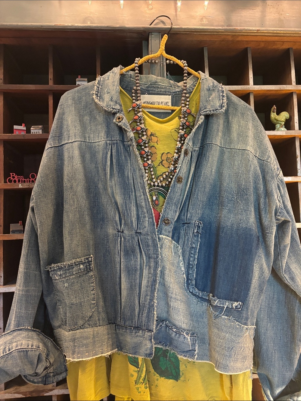 Magnolia Pearl RARE Distressed Light Blue Denim Jacket - Picture 2 of 6
